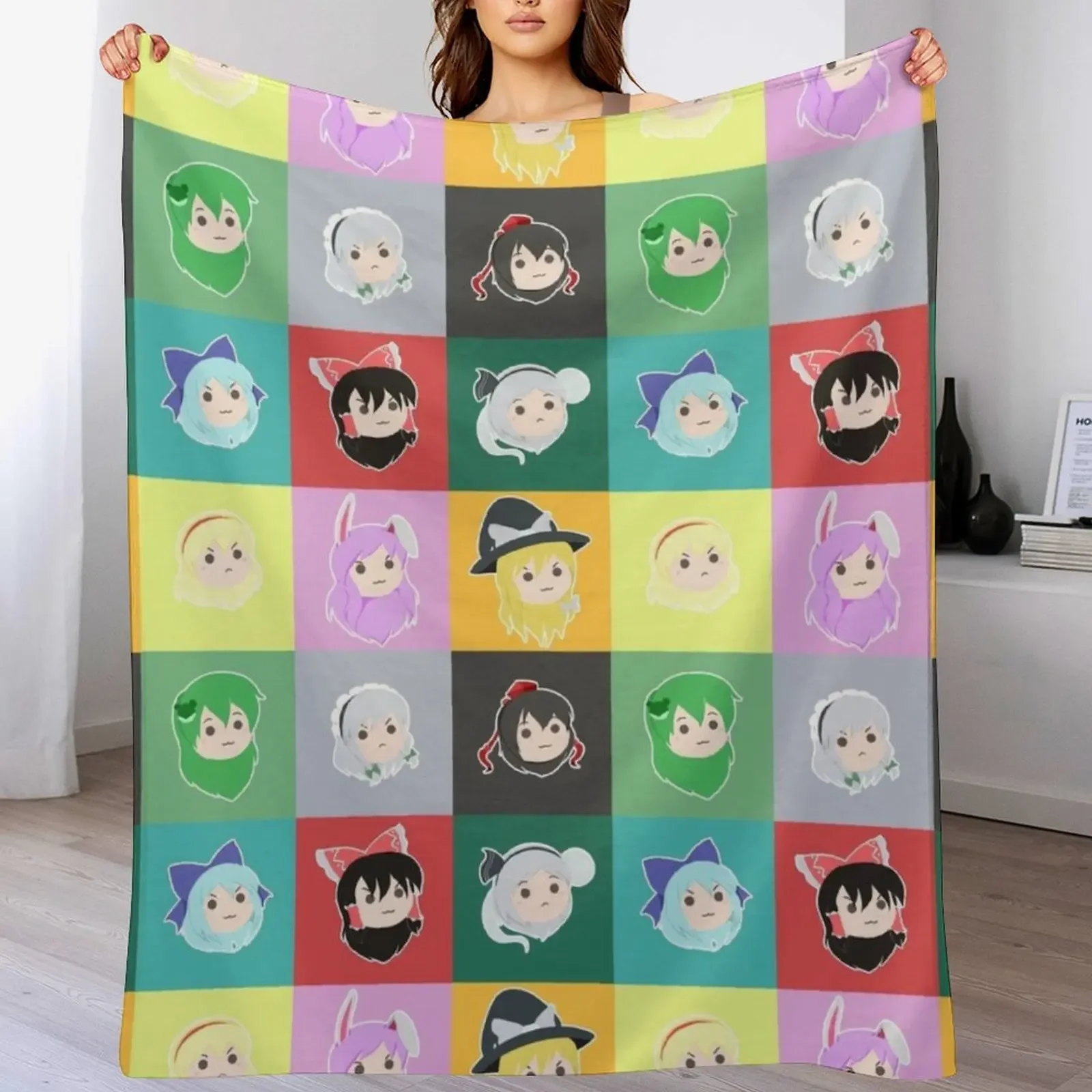 

Touhou Headcuties [Stamp] Throw Blanket Sofas Flannel Fabric Blankets