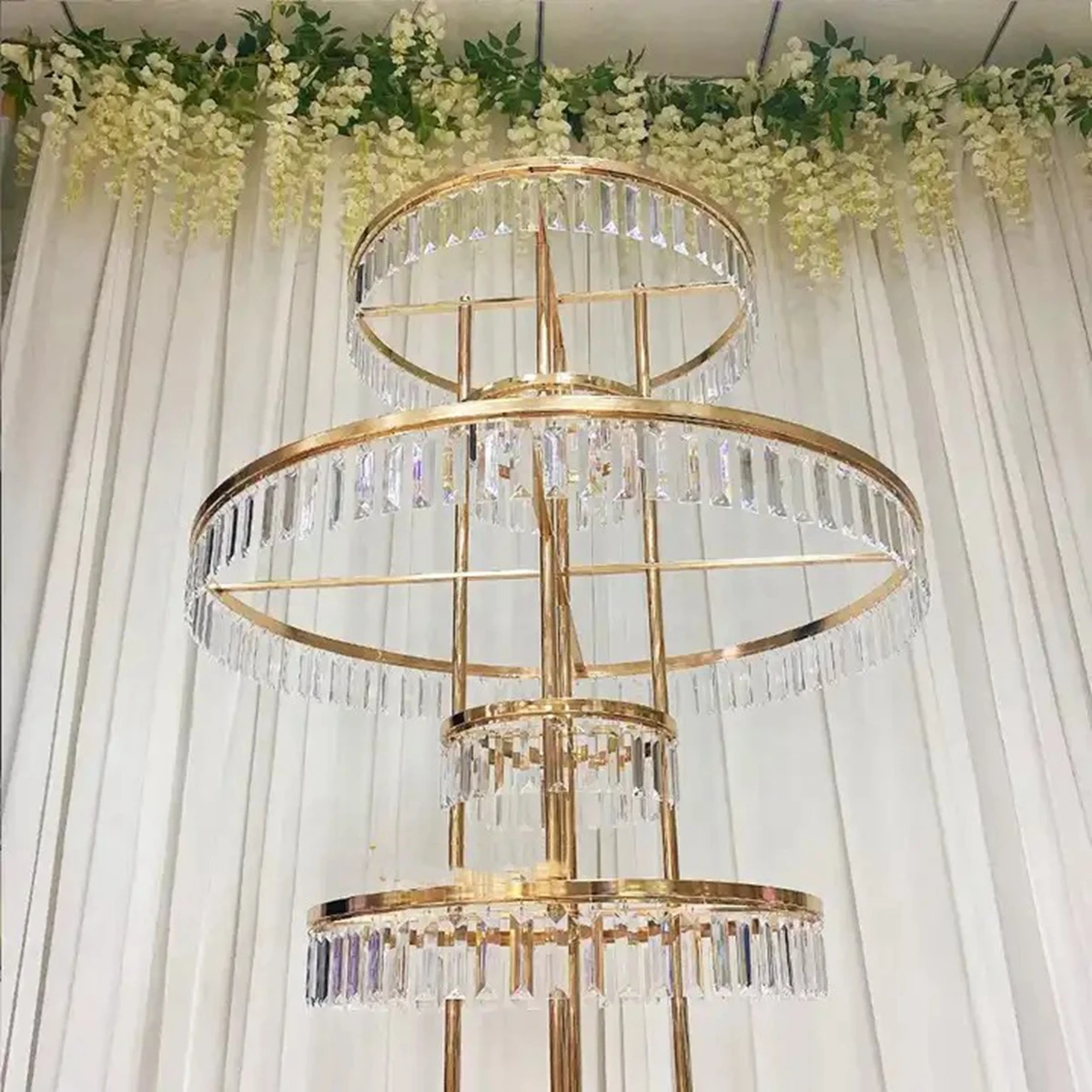 Imagem -05 - Decoração do Casamento Flower Wall Backdrop Metal Gold Plinths Stand Frame Redondo Mesa Pedestal Flor Novo Design 594 Pcs