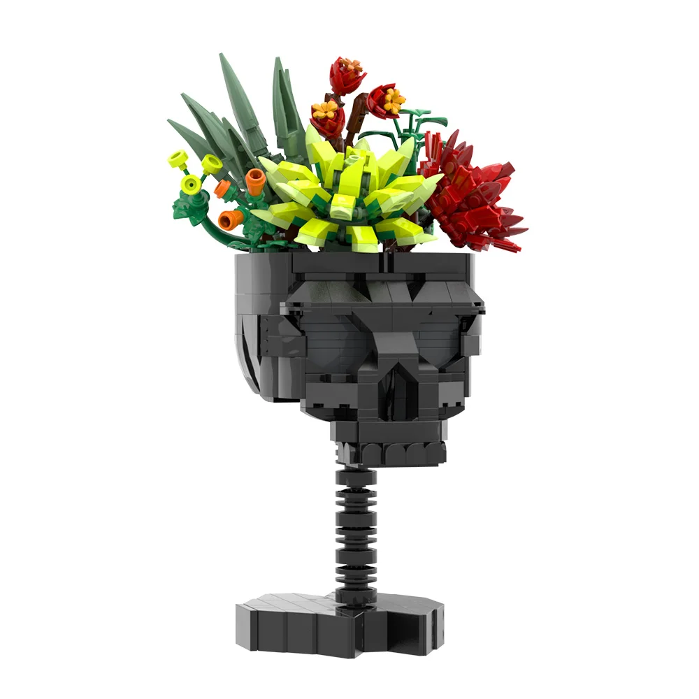 

Конструктор Gobricks MOC: Модель черепа с черной розой, сборная игрушка-коллекция для детей, подарок