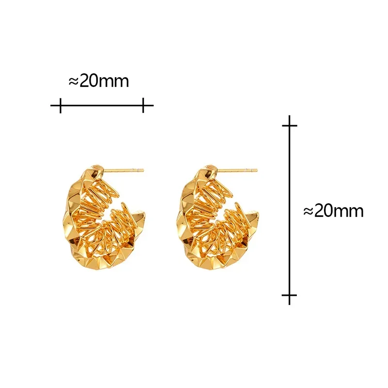 

Real 925 Sterling Silver 18K Gold Irregular Geometric Stud Earrings for Women Vintage Fine Jewelry Personality Accessories