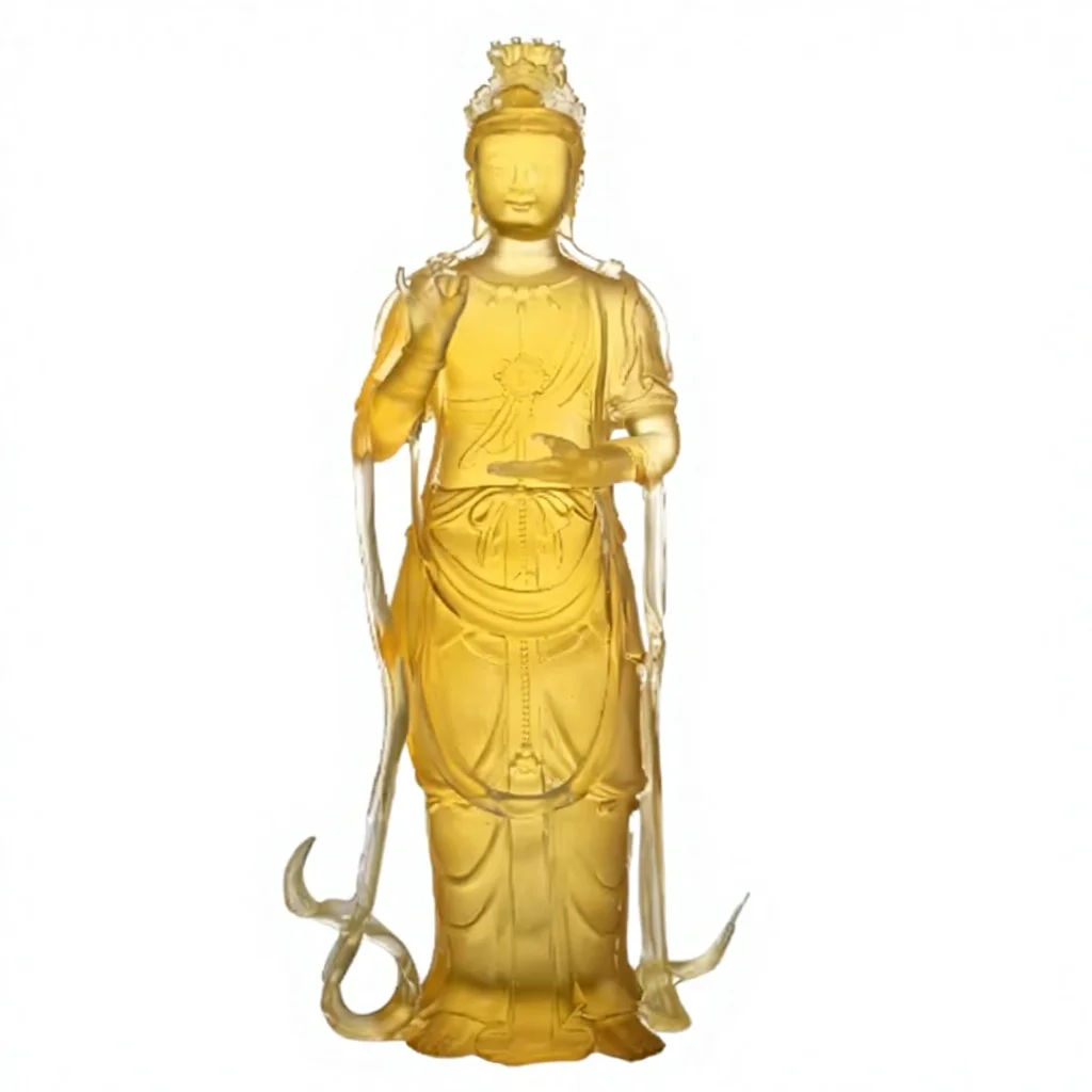 *&r Western Three Holy Buddha Crystal Sculpture Laser Engraved Buddhist Temple Figurines for Home Decoration