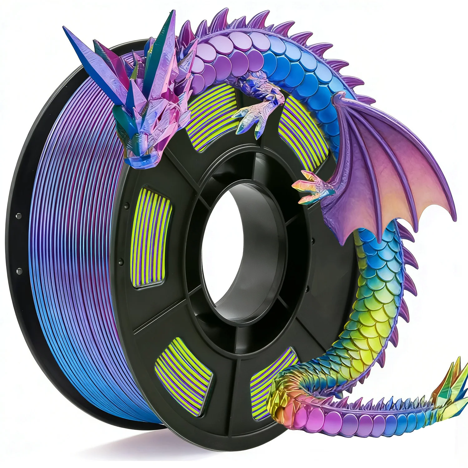 Tricolor Silk PLA 3D Printer Filament, 1.75mm Multicolor 3D Printing Filament, Purple&Sky Blue&Yellow Filament, 250g (0.55lbs),