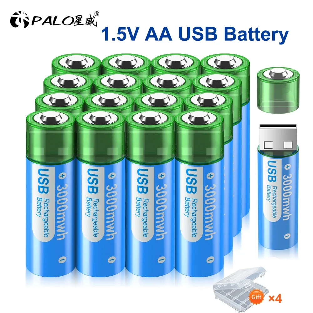 Palo USB 1.5V akumulator AA 3000mAh 1.5V AA akumulatory litowo-jonowe do zdalnie sterowana mysz mały wentylator zabawka elektryczna