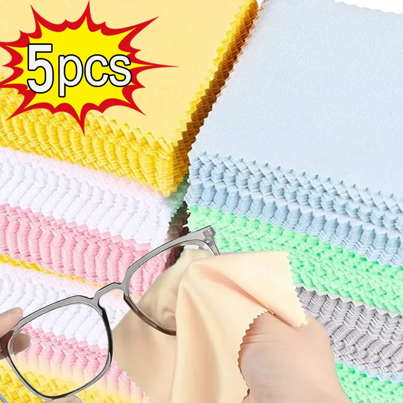 5pcs Microfiber Cleaning Cloth High Quality Chamois Glasses Cleaner Eyewear Clothes Len Phone Screen Cleaning Wipes Wholesale