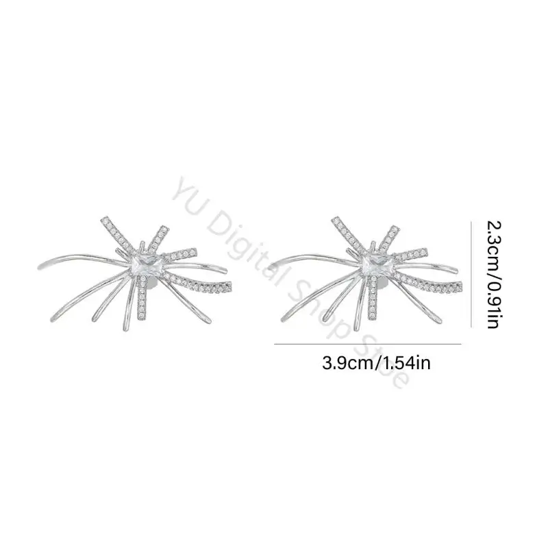 96BA Open-Ear-Schmuckclips mit achtbeiniger Form, silberfarbenem Metall und klarem Stein, Paar für FreeClip 1 und FreeClip – Detail 6