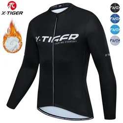 X-TIGER Men Racing Jerseys Winter Thermal Cycling Jacket MTB Bike Coat Warm Bicycle Clothing Long Sleeve Cycling jerseys Jackets