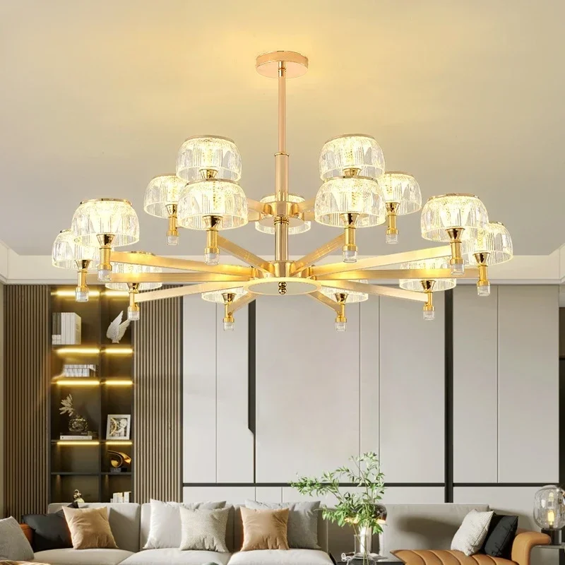 

Modern Crystal LED Ceiling Chandeliers Lighting Gold Luxury Hanging Light Fixture for Living Room Hotel Hall Decor Lamp