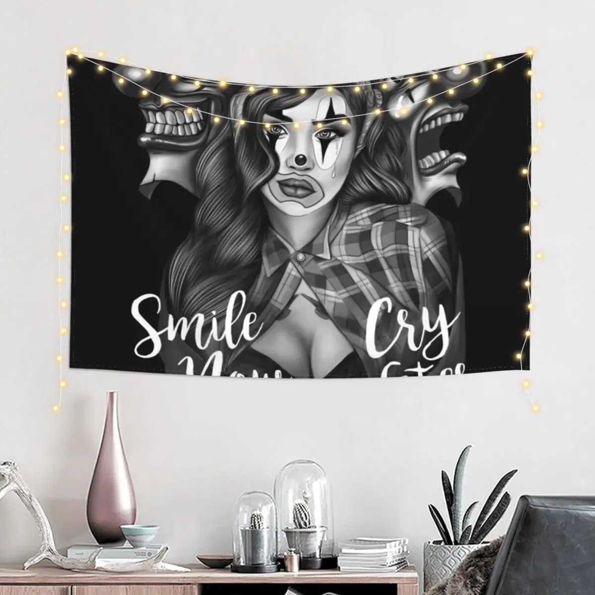 Smile Now Cry Later art Tapestry Bedrooms Decor Room Aesthetic Decor Bedroom Organization And Decoration Tapestry