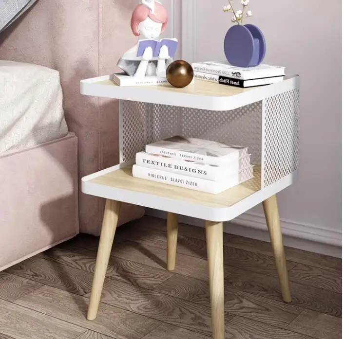 

Bedside table storage cabinet bedroom ins wind modern small cabinet iron shelf