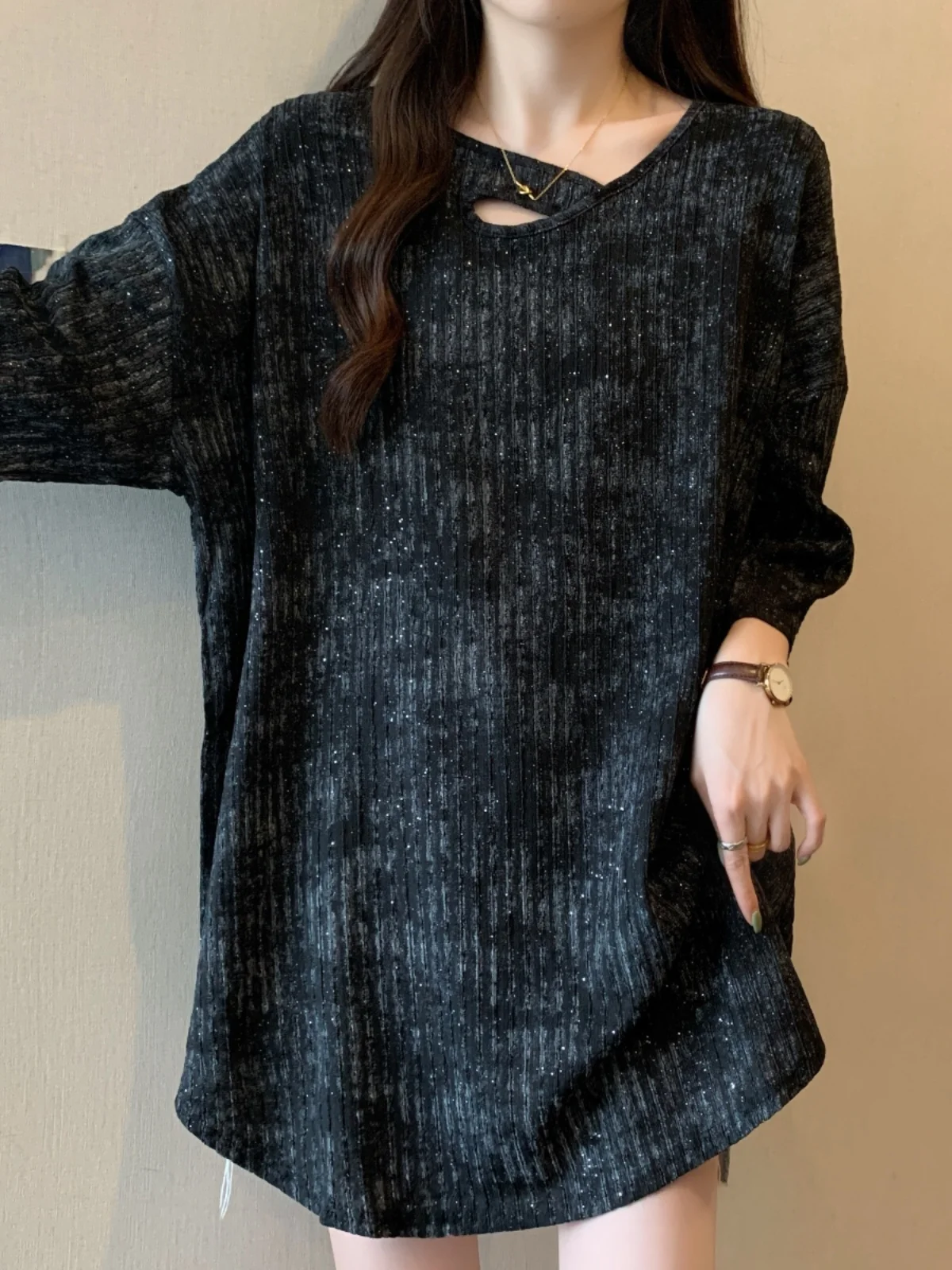 

Retro Tie Dye Mid-Length Shorts T-Shirt Women Summer plus Size Loose Slimming Versatile Top Princess Style Cotton Sweetness