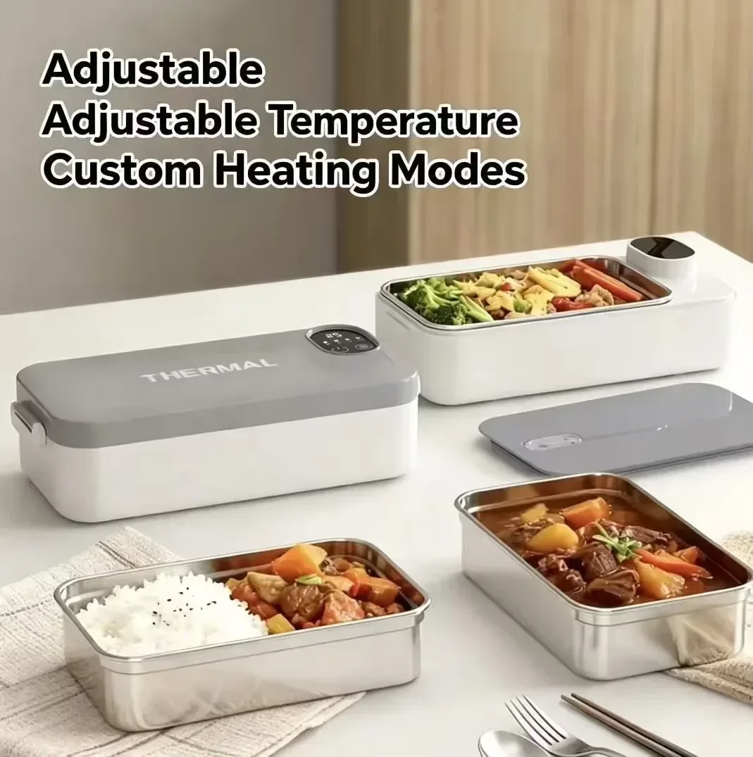Electric Lunch Box for Office Workers, Portable Plug‑in Heating Lunch Box, 304 Water‑free Thermal Insulation Lunch Box for Outdo