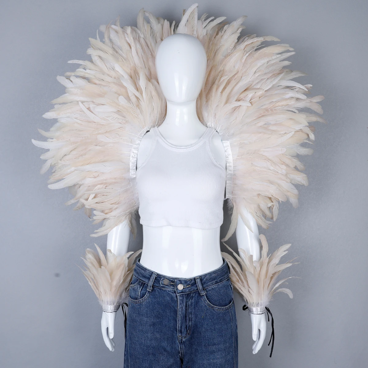 Party Karneval Elegante Damen Schal 2-teiliges Set Cosplay Feder Punk Halloween Masken Ball Feder Punk Karneval Party Set neue – Detail 7