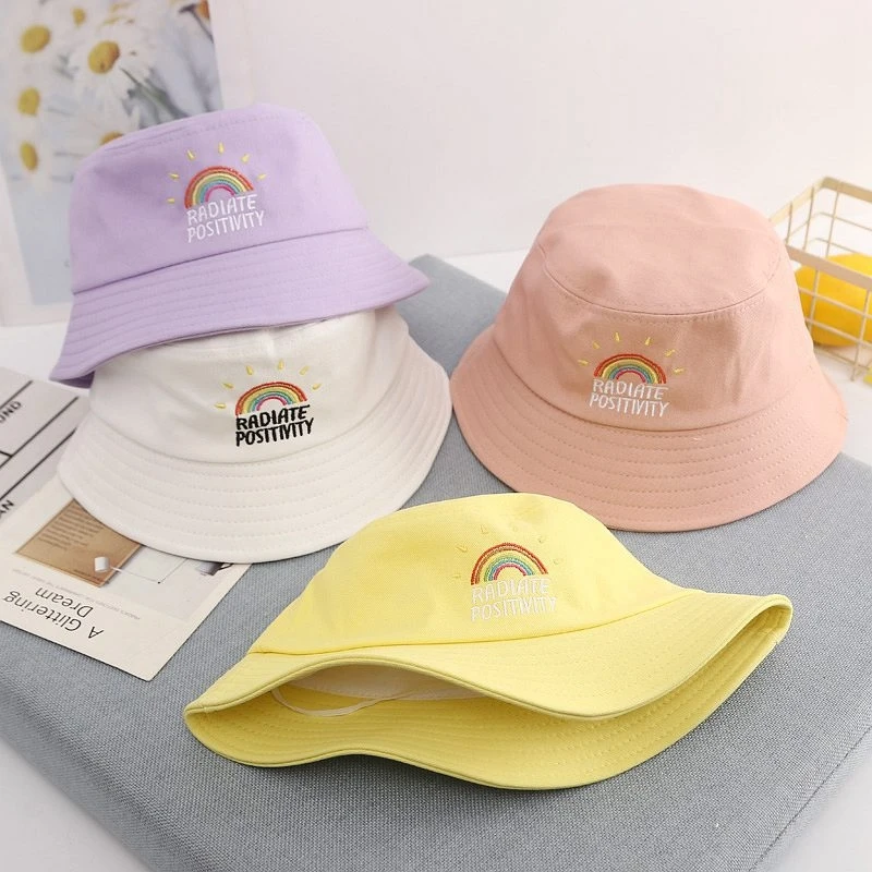 Rainbow Embroidery Bucket Hat 