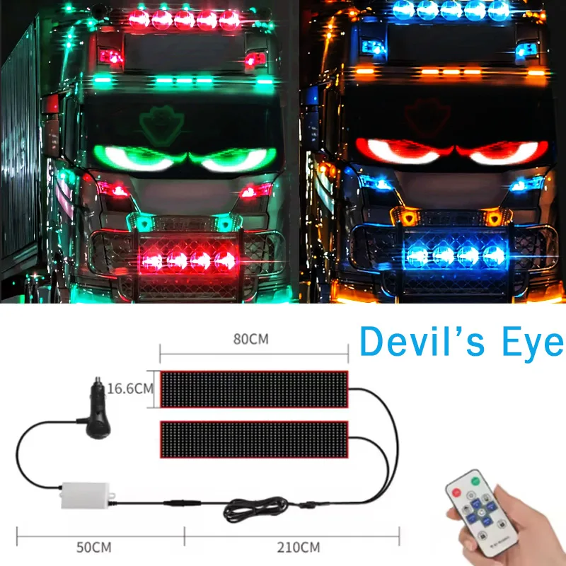 

Soft Foldable Devil's Eye Truck Led Matrix Pixel Panel Remote Control Scrolling Animation Display Lamp for Car Truck windshield