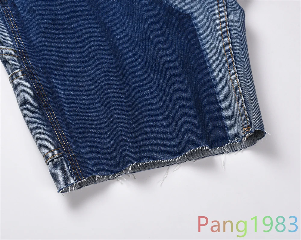 Summer Style Blue Splicing Denim Shorts Men Women Fashionable Versatile Shorts