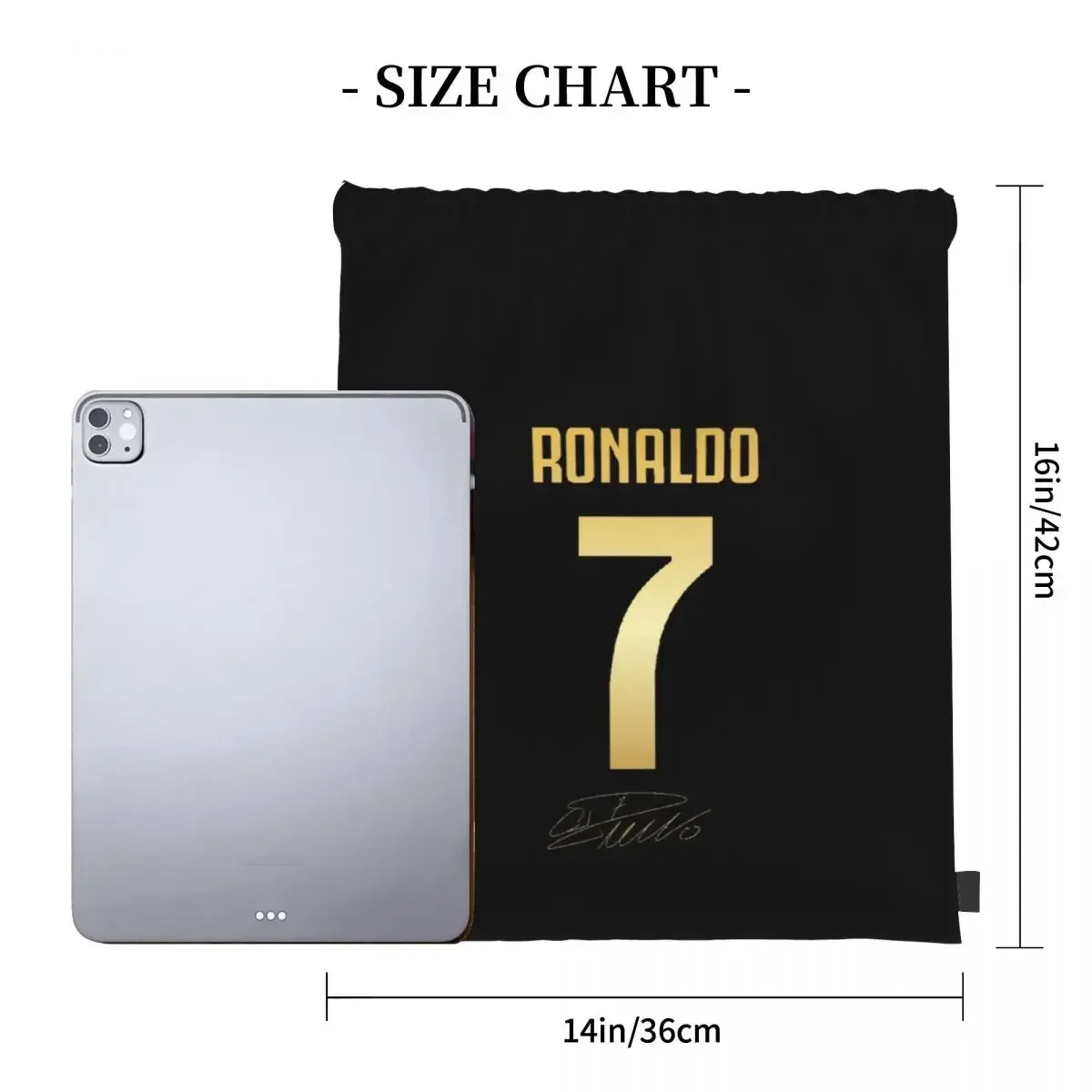 Sacos de cordão portáteis para homens e mulheres, mochilas Cristiano Ronaldo, bolso para pacotes, bolsa para estudantes, CR7