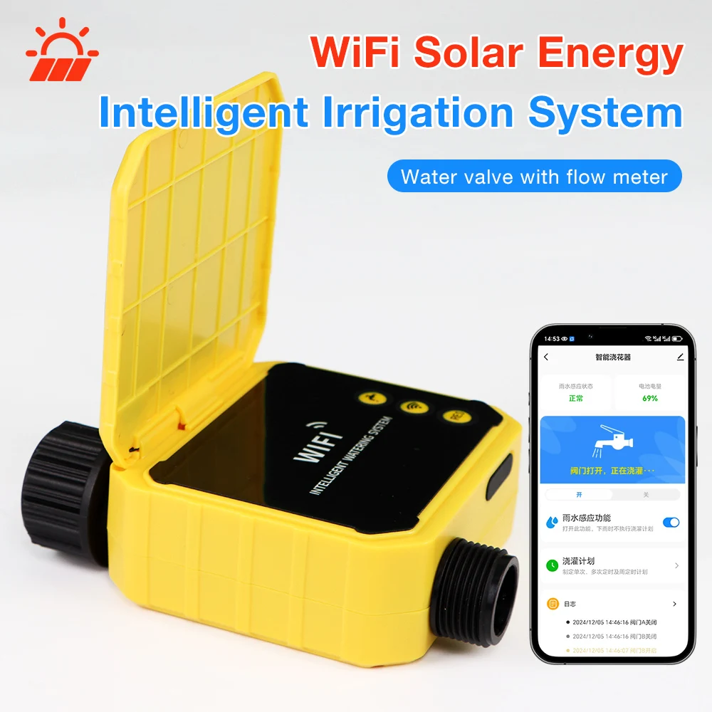 WiFi Solar Timer 1/2/4-Zone Smart Irrigation System Automatic Irrigation Controller Timed Water Valve for Outdoor Garden Lawn
