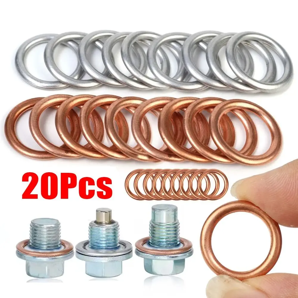 20Pcs Aluminum Car Oil Pan Drain Gasket Copper Replaceable Drainage Bolt Pad 20mm Engine Use Drain Plug Car Parts Accessories