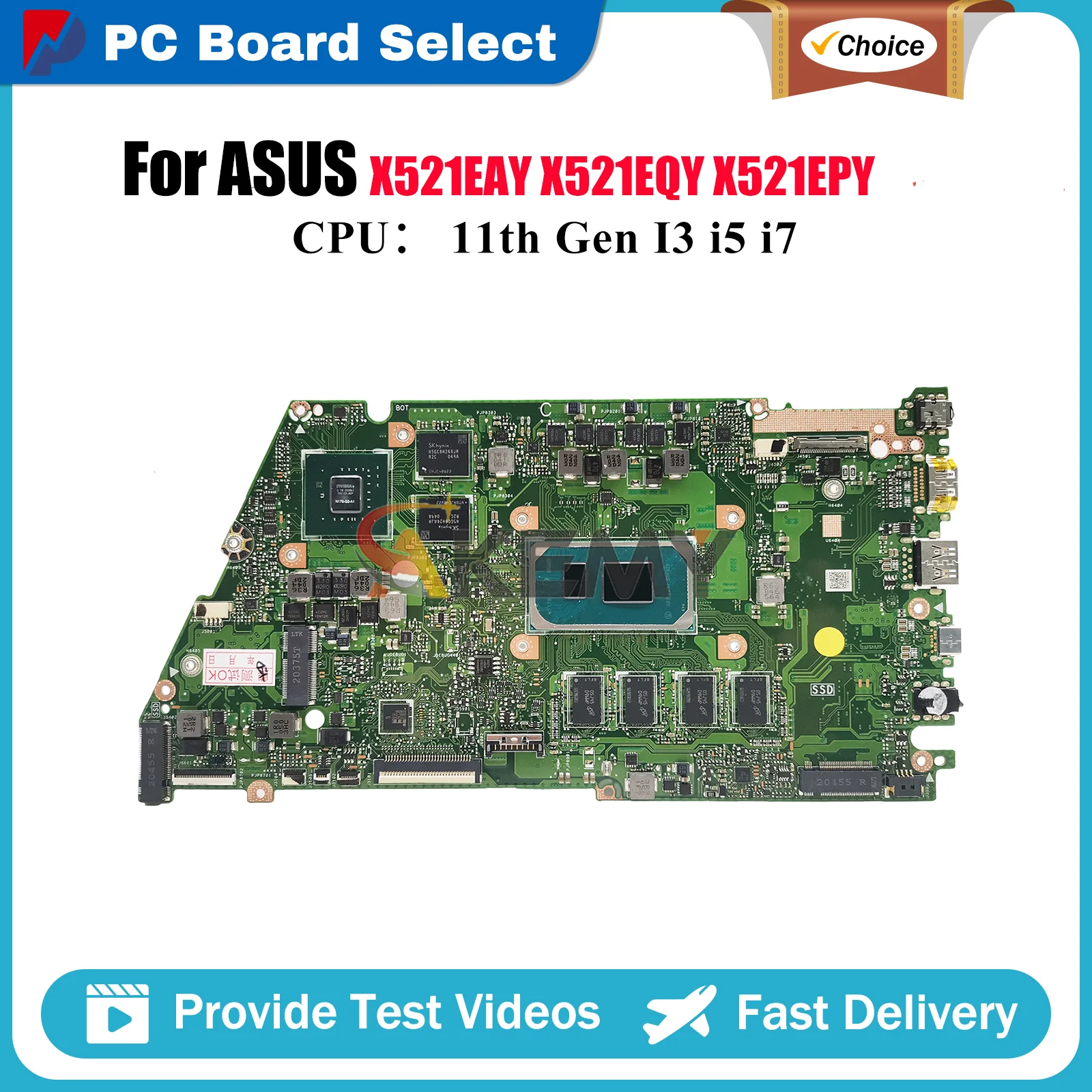 

X521EQY Материнская плата для ноутбука ASUS VivoBook X521EPY X521EAY X521EQ X521EQYB S533E Материнская плата с 11-го поколения I3 i5 i7 100% тестирование