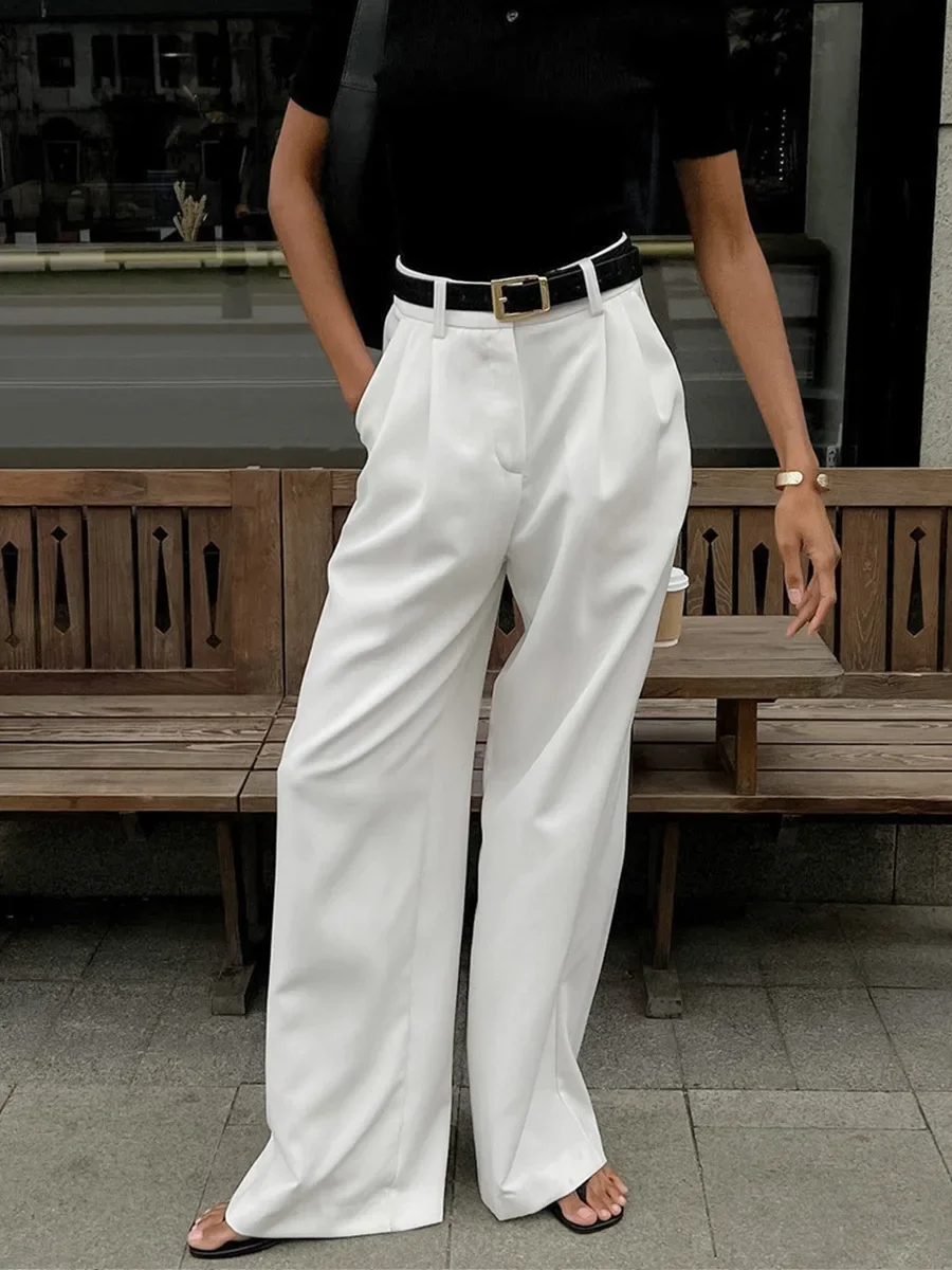 Wolfeel Autumn/Winter New Solid Color Loose Pants Women's High Waist Office Lady Wide Leg Pants Temperament Casual Trousers