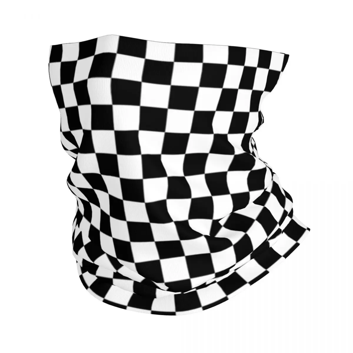 Black And White Checkered Checkerboard Bandana Neck Gaiter Printed Balaclavas Magic Scarf Warm Cycling Running Men Women Adult