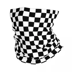 Bandana a cuadros para hombre y mujer, pasamontañas con estampado de cuadros en blanco y negro, bufanda mágica cálida para correr y ciclismo