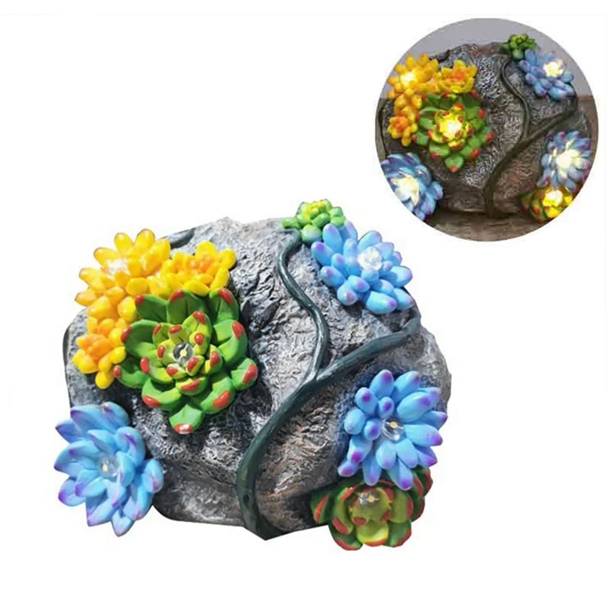 

Resin Succulent Solar Light Garden Statue, Colorful Yard Artwork for Patio Lawn, Beautiful and Unique Decorative Gift