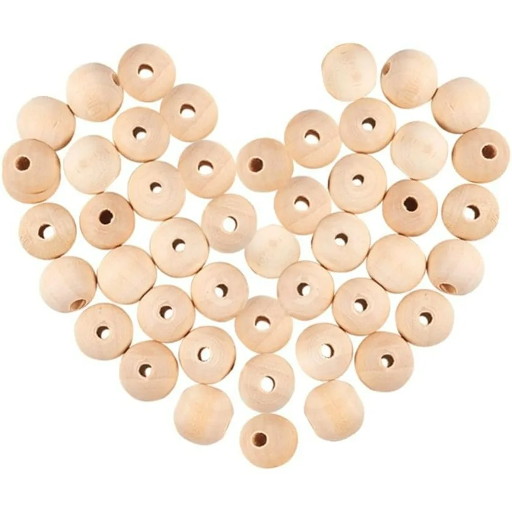 200pcs Natural Wood Beads 14mm Wooden Spacer Beads Unfinished Wood Bead Wooden Crafts Bead