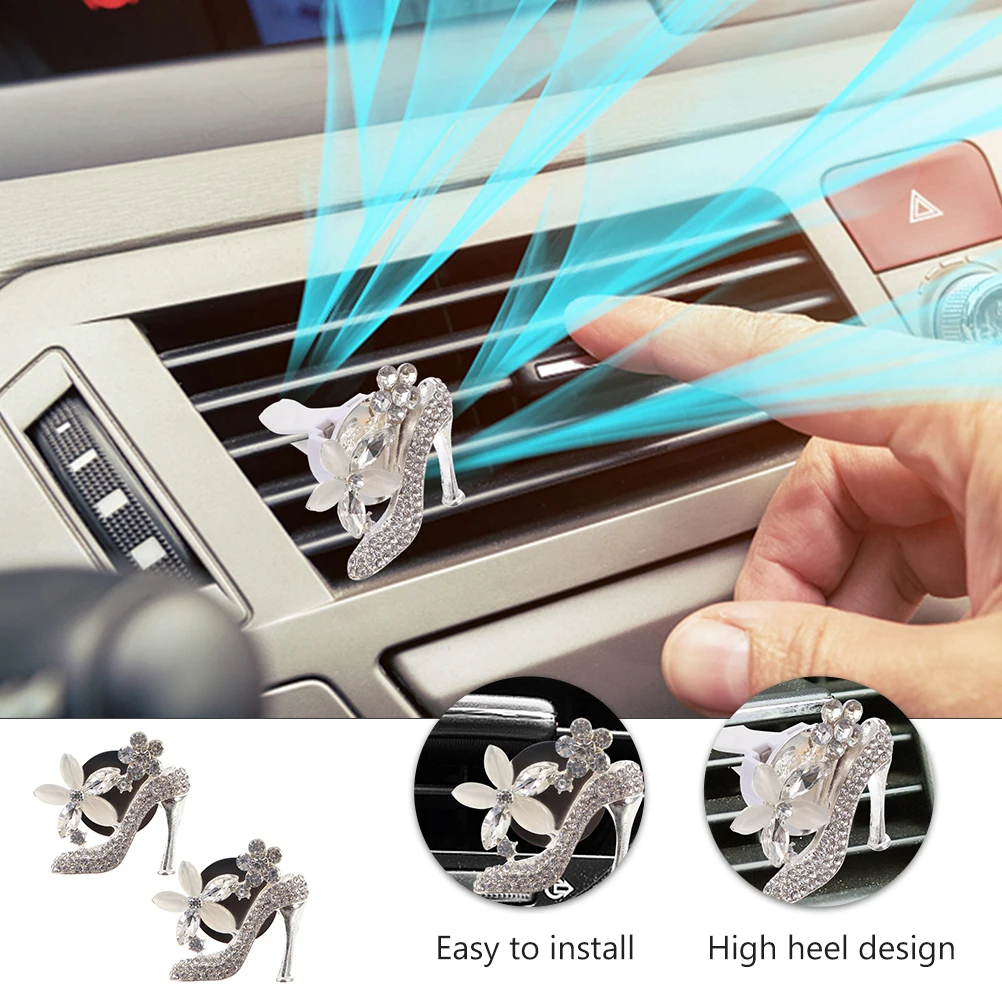 

2pcs Car Perfume Clips Rhinestone Air Vent Diffuser Freshener Aroma Accessories Women Car Decor Auto Interior Fragrance