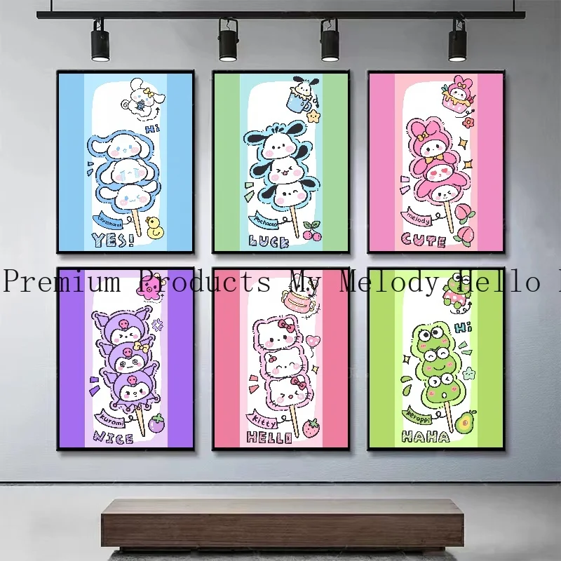 

HD Canvas Painting Anime Cartoon Sanrio Series Cute Hello Kitty Cinnamoroll Poster Art Wall Murals Decor Game Room Decor Gifts