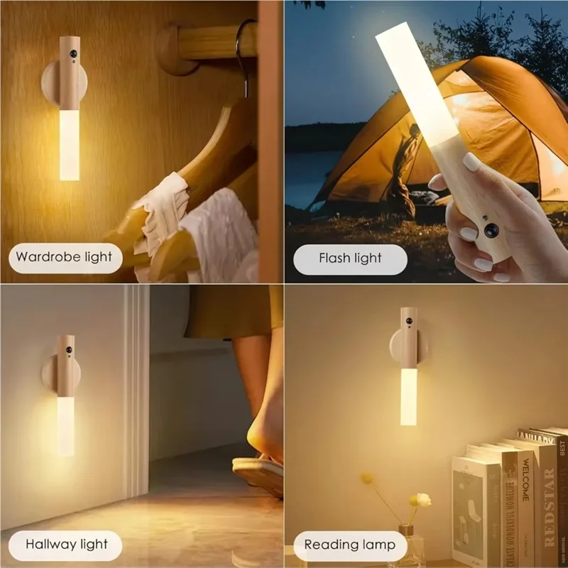 

ABUH-Smart датчик движения ночник беспроводной магнитный USB перезаряжаемый светодиодный настенный светильник для коридора, спальни, ванной комнаты, кухни