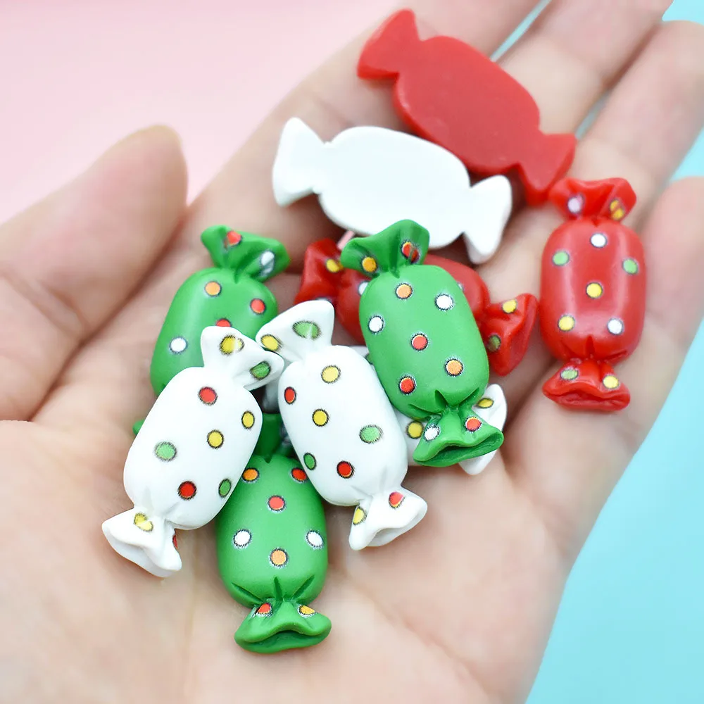 20Pcs/lot Colorful Dot Candy Flatback Resin Cabochon Scrapbooking Hair Bows Accessories Fake Food Play DIY Christmas Decoration