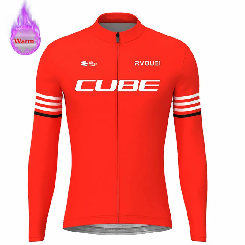 Winter Thermische Fleece Radfahren Jersey Sport Bike Rvouei Cube Pro Team Mountian Fahrrad Kleidung Ropa Ciclismo Invierno Hombre