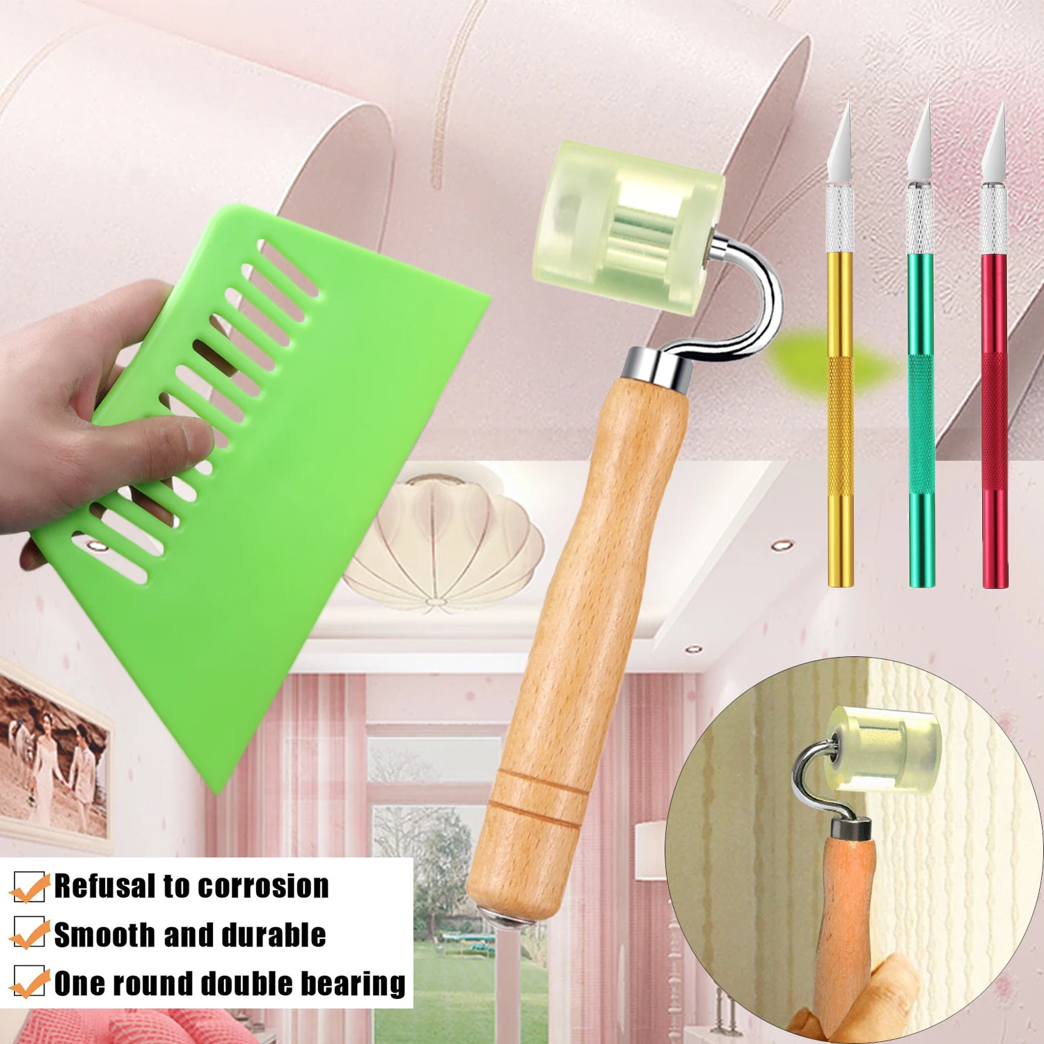 Useful Handle Craft Engraving Cutter Sculpture Wallpaper Tools Film Scraper Kit Squeegee Seam Roller