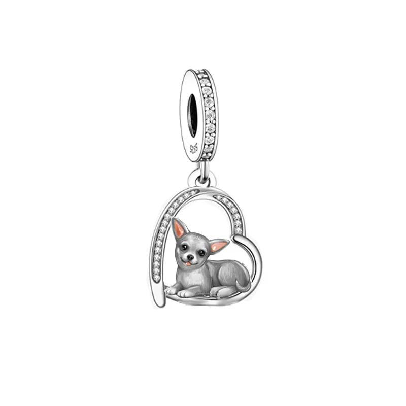 FC Jewelry Fit Original Charm Bracelet 925 Sterling Silver I Love You Forever Chihuahua Dog Bead For Making Women Berloque 2023