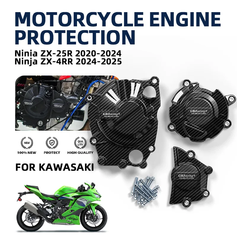 

GBRacing For KAWASAKI Ninja ZX-25R 2020-2024 Ninja ZX-4RR 2024-2026 V2 protector de motor para moto Secondary Engine Cover Set