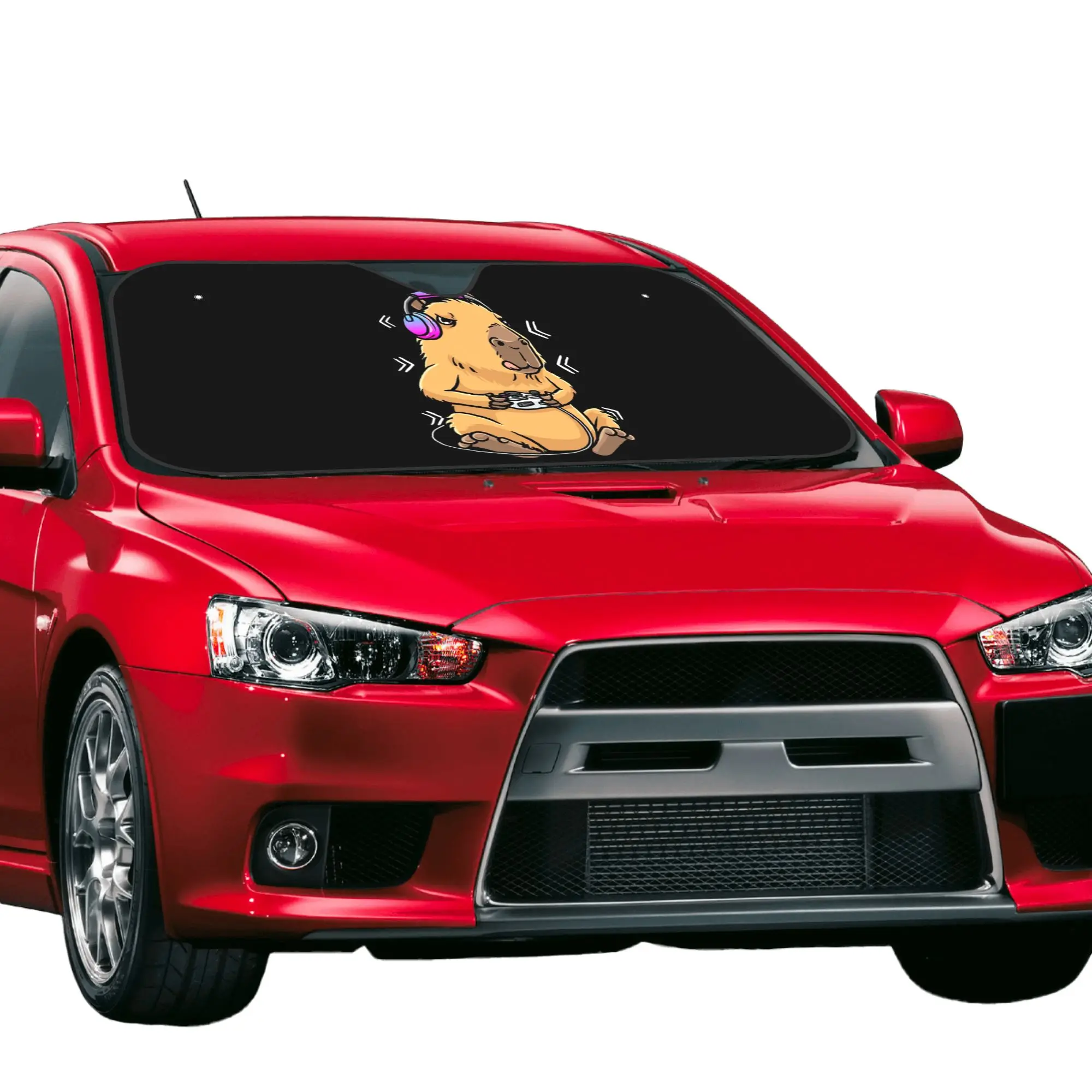 Capybara Giant Cavy Rodent Gamer Gaming Car Front Windshield Sun Visor Heat Insulation  Portable Aluminum Foil Auto Visor