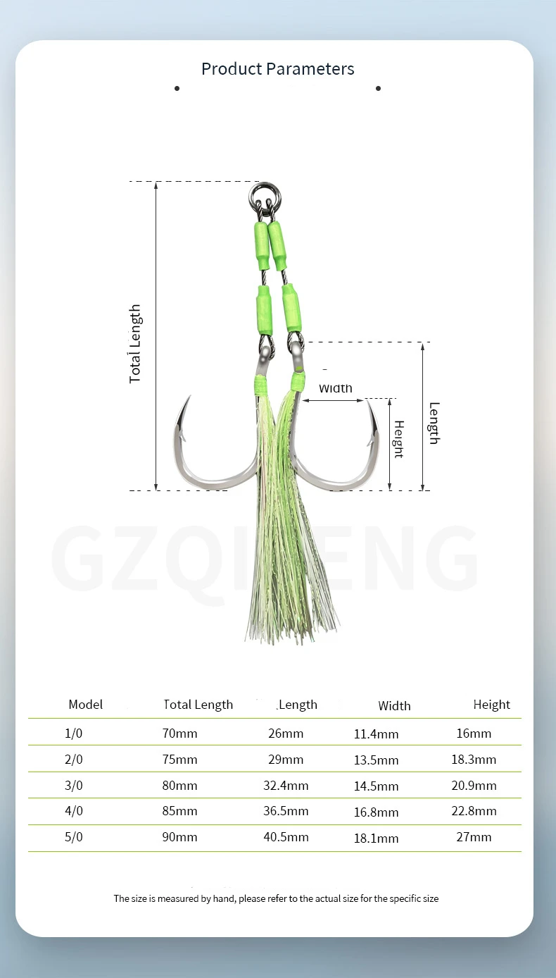 ZYZHE 1/3/5 Stück Jig-Assist-Haken, hochfester BKK8062 Haken, Stahlseil, leuchtende Röhre, Feder-Jigging-Angelhaken, Bootsangelhaken – Detail 9