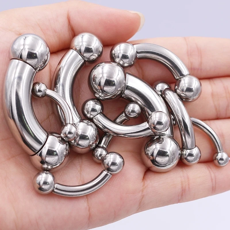 1Pcs Curved Genital Barbell Nose Ring Large size  Threaded With Balls Earring Lip Stud Eyebrow Labret Body Piercing Jewelry