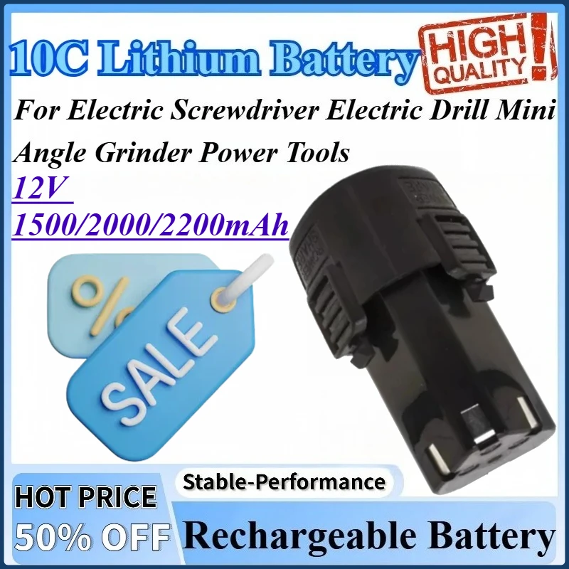 

12V 1500/2000/2200mAh 10C For Electric Screwdriver Electric Drill Mini Angle Grinder Power Rechargeable Lithium Battery Tools