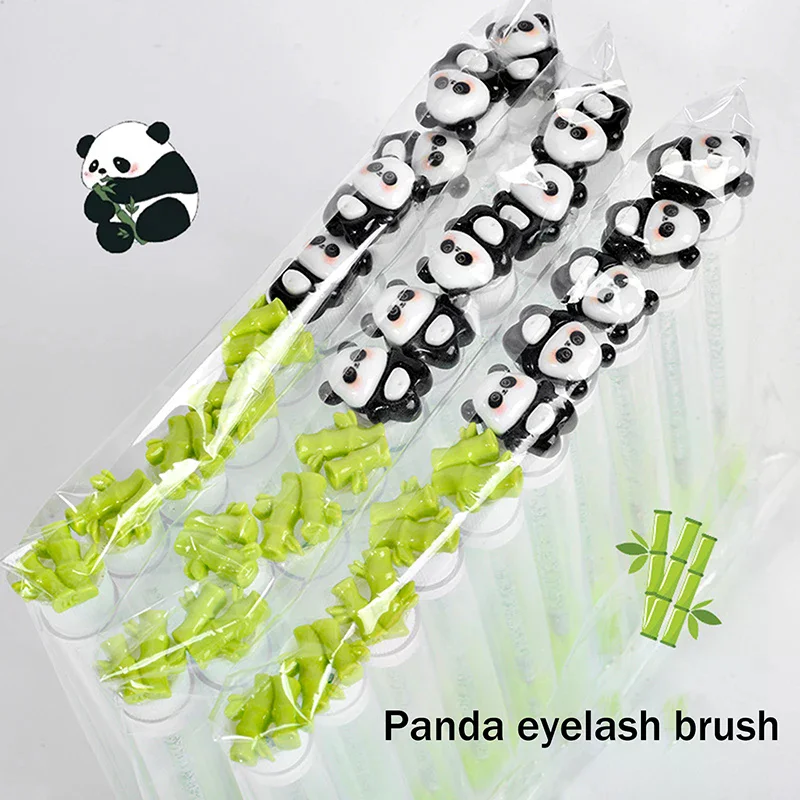 1/2/5Pcs Cute Panda Bamboo Eyelash Brush Tubes With Crystal Lash Mascara Wands Eyebrow Comb Spoolies Applicators Makeup Tools