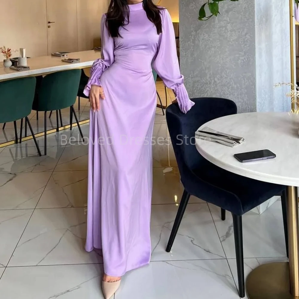 Saudi Arabia Formal Occasion Evening Dresses Long Sleeves Prom Dress Ankle Length Party Gowns For Women فساتين للحفلات الراقصة