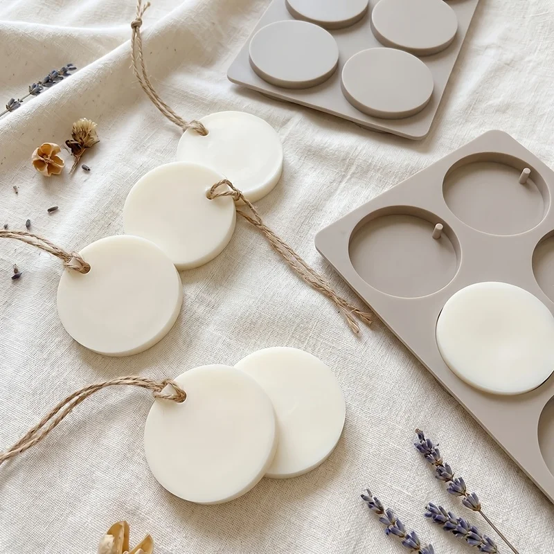 6-Cavity Round Tag Silicone Mold DIY Aromatherapy Wax Tablet Mould Epoxy Resin Pendant Handmade Soap Casting Craft Making Mold view 2