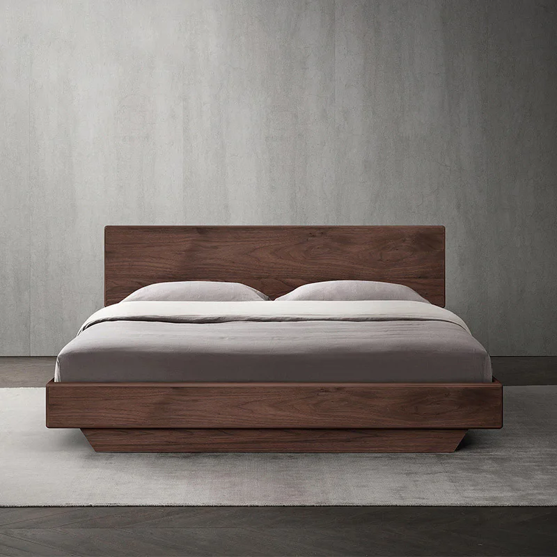 

Nordic simple all solid wood double storage bed