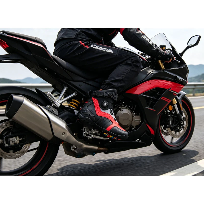 Tour Men Chopper Motorbike Boots Durable Wear Resistant Breathable Mesh Lining Anti-Slip Grip Motorcycle Footwear Shoes Items