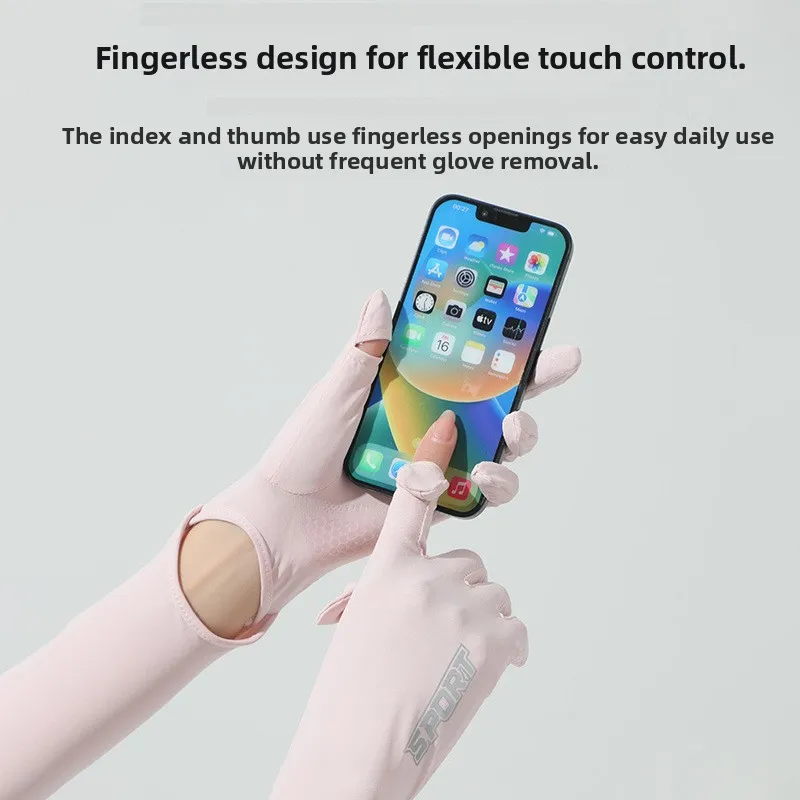 

Sun Protection Long Ice Silk Gloves Ultraviolet Protection Breathable Thin Summer Driving Sleeve Covers for Electric Bicycles