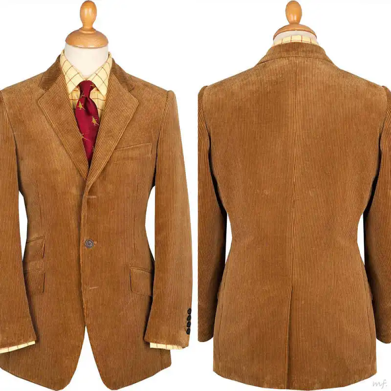 

Classic Corduroy Wedding Men Suits Set Handsome Single Breasted Tuxedos Groomsmen Pocket Jacket 1 Piece Customized Formal Dress