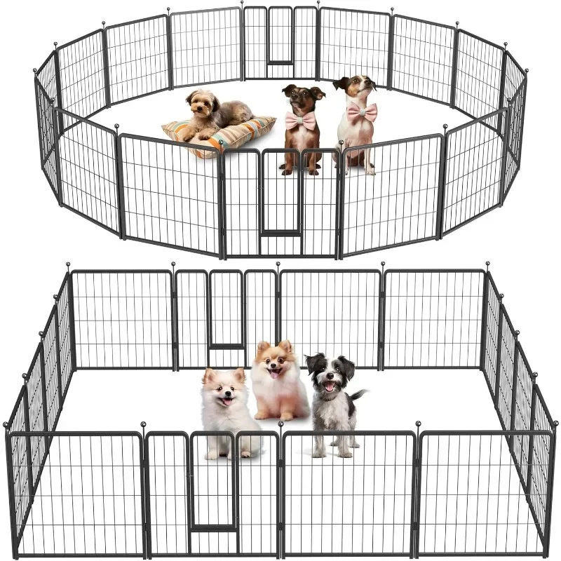 

Simple Deluxe Dog Playpen Indoor Outdoor, 24" Height 16 Panels Fence with Anti-Rust Coating, Metal Heavy Portable