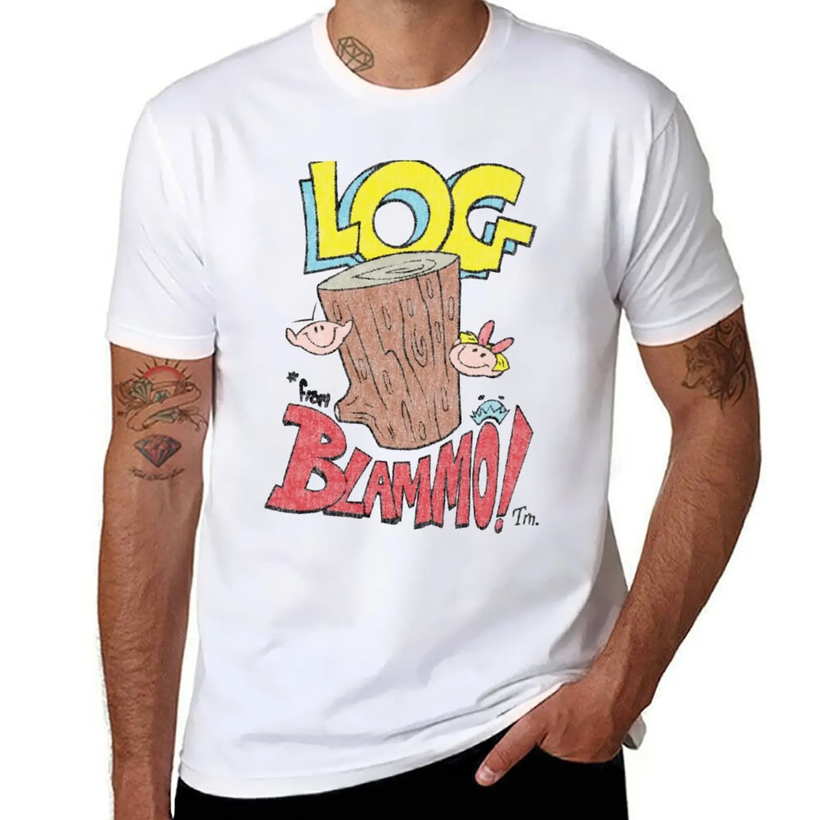 

Log by Blammo (Retro Distressed Look). Tri-blend TShirt T-Shirt man t shirt cotton t shirt man luxury T-Shirt