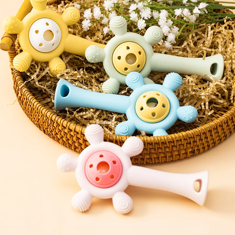 1PC Silicone Baby Teether Toys Ferris Wheels Shape Rattle Toys For Kids Anti-eating Baby Toys Soft Nursing Baby Accessories